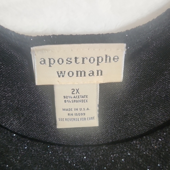 Apostrophe Black Sleeveless Scoop Neck Tank Top 2X - Picture 5 of 11